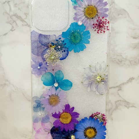 iPhoneケース､iPhoneカバー､押し花ケース､スマホケース､押しフルーツ､押し花､押し花カバー､スマホカバー､押しフルーツケース､押しフルーツカバー､Android 花 花柄リング付き、お花