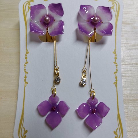 紫陽花のイヤリング