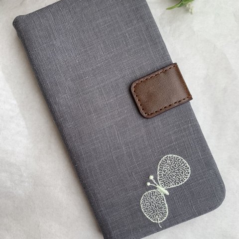 ミナペルホネン　gray mint choucho ＊iPhoneケース手帳型