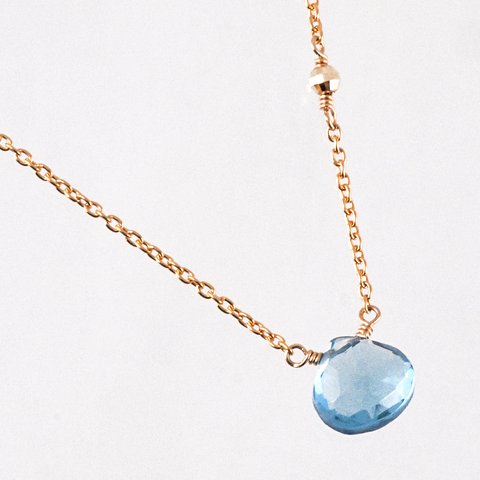 14KGF London Blue Topaz Mirror Necklace