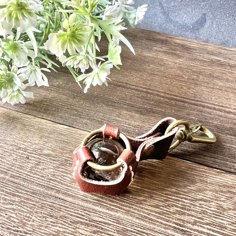 "Iris Smoky Quartz Keychain" アイリススモーキークォーツお守りキーホルダー 