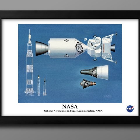 1-3795■A3アートポスター『NASA　宇宙　ロケット　図面』絵画/イラスト/デザイン/上級マット紙採用