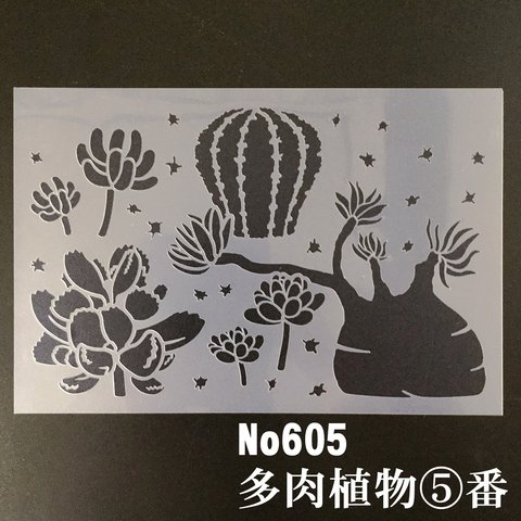 多肉植物5番　虹の玉･乙女心･サボテン･熊童子･パキポディウム　ステンシルシート　NO605