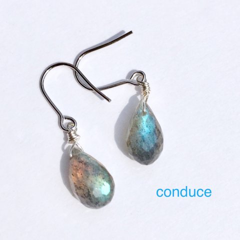 Labradorite. 再販天然石ラブラドライトピアス