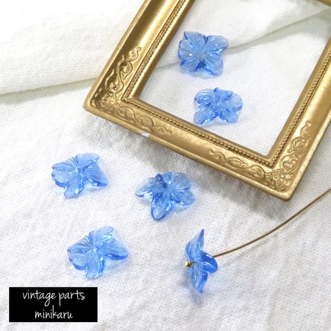 Blue(6pcs)vintage parts petit flower beads