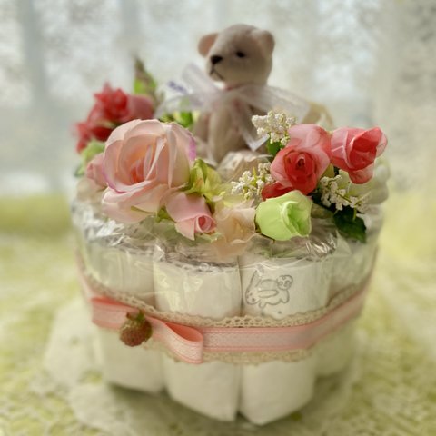 おむつケーキ　Cute pink