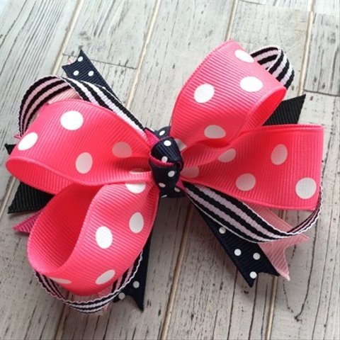 /// 送料無料 /// 水玉&ストライプのヘアリボン（ Polka dot & Stripes Ribbon）