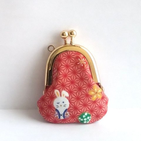 小さいがま口：豆姫：ちっちゃいがま口：littlie purse 396：かわいいがまぐち：小さな財布：兎,ウサギ,半纏,Rabbit