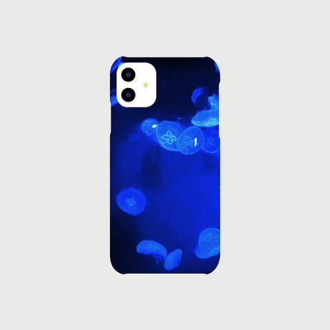  iPhone対応 android対応　スマホケース　ブルークラゲ模様　青　可愛い　ハンドメイド