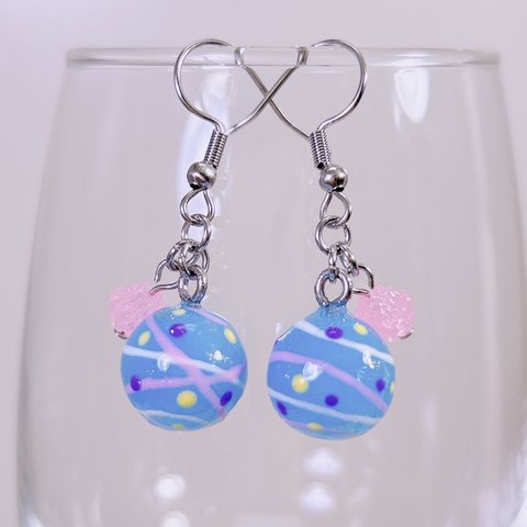 4750.ヨーヨー＆こんぺいとうピアス [[パステルブルー]] ヨーヨーピアス/ヨーヨーイヤリング/水風船/浴衣/夏祭り