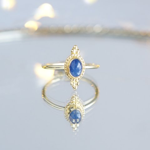 【Gold Vermeil/Gemstone】 Open Ring -Blue Sapphire-,Phalange Ring,Midi Ring 