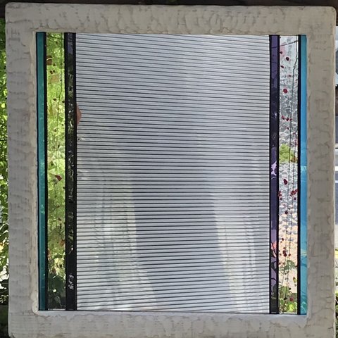 【一点物】ステンドグラス・ミラー・鏡・壁掛け・受注制作　白木枠