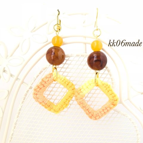 オレンジ グラデーション autumn イヤリングorピアス