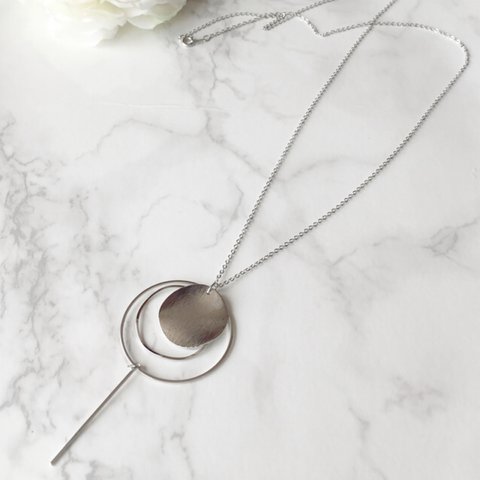 overlaps round  long necklace〜silver〜