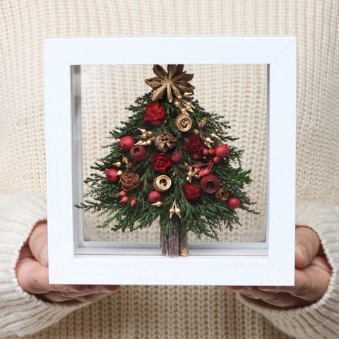 【早割】レッド＆ホワイトリバーシブル小さなツリーからあふれる可愛いクリスマス（無料ギフトラッピング）