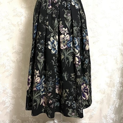 花柄コットンウールのギャザースカート