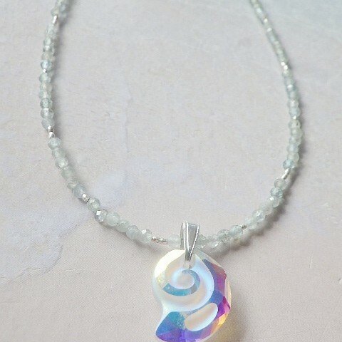  *sv925*Ammonite Crystal Apatite Necklace ☆アパタイトネックレス