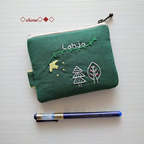 刺繍☆フラットミニミニポーチ