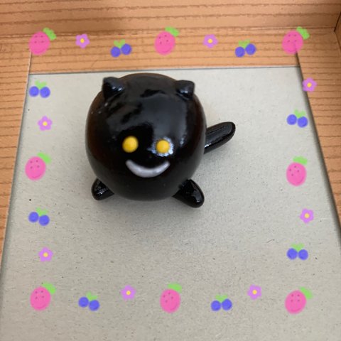 にゃん丸　置物　クロ