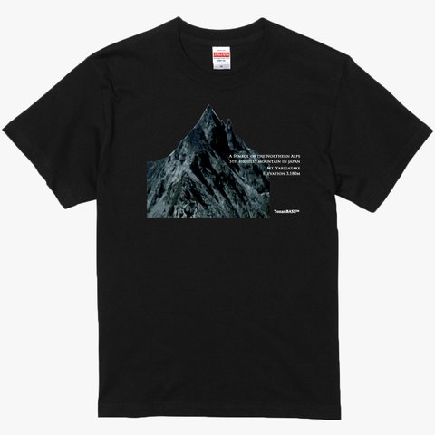 槍ヶ岳 Tシャツ 綿 コットン 山 登山 ブラック