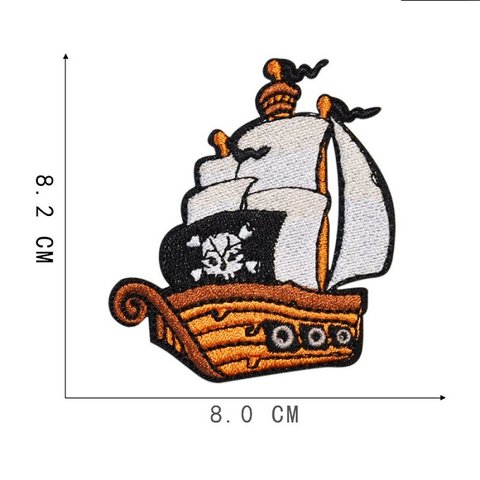 船 海賊船 ワッペン アップリケ アイロン対応 1枚