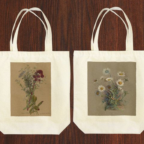 Antique flower アンティーク植物図鑑 トートバッグ