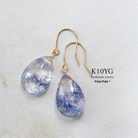 リニューアル✧*。 K10YG デュモルチェライトインクォーツのピアス