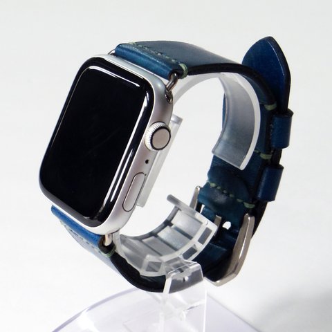 Apple Watch 腕時計ベルト 腕時計バンド 牛革レザー 全ケースサイズ制作 オーシャンブルー ぼかし染め