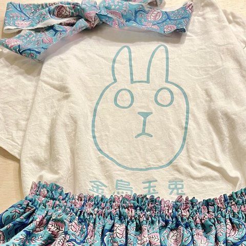 うさぎTシャツ（金烏玉兎）綿100% 白 6.2oz