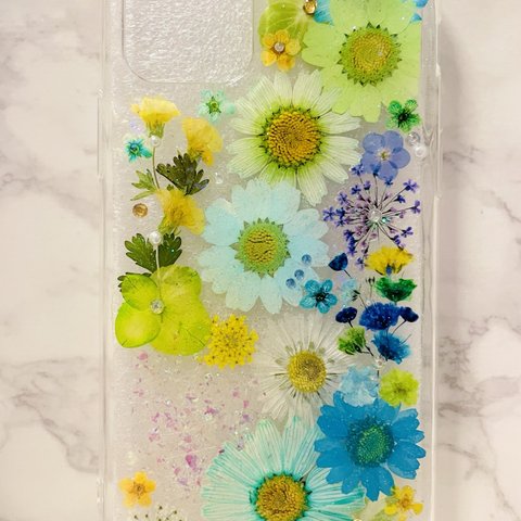 iPhoneケース､iPhoneカバー､押し花ケース､スマホケース､押しフルーツ､押し花､押し花カバー､スマホカバー､押しフルーツケース､押しフルーツカバー､Android 花 花柄リング付き、お花