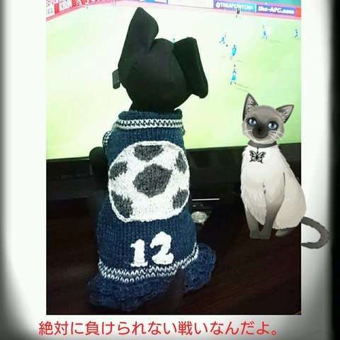 手編み 犬服 サッカー ユニホーム 