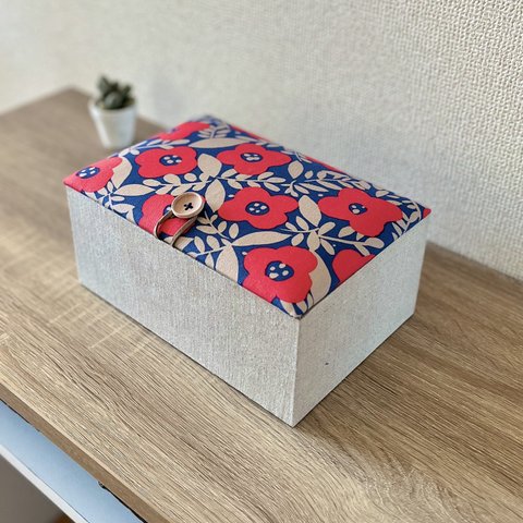 Flowerインテリアボックス  (R)〈Lサイズ〉裁縫箱・収納ケース（カルトナージュ）【仕切り箱別売り】《受注制作》