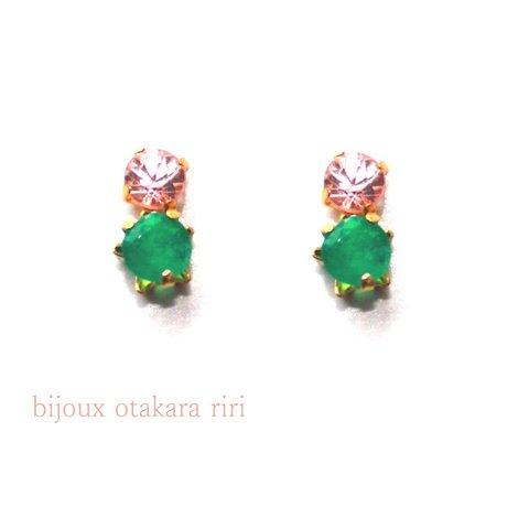 -rose- Emerald & Pink Spinel Earring