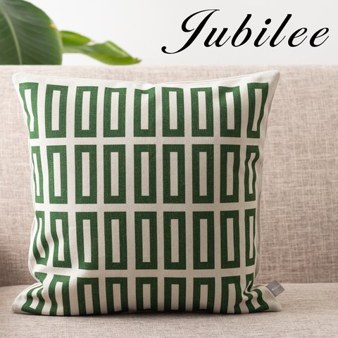 Jubilee リネンクッションカバー 北欧デザイン 45×45cm スクエア グリーン jubileecushionCC041YMw