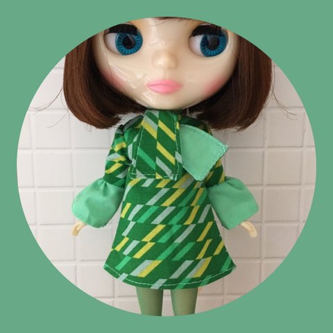 レトロスカーフワンピース&ニーハイストッキング♡green