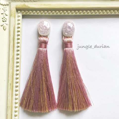 pink crystal ceramic & silk tassel