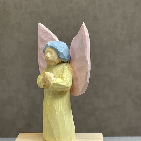 天使（No1）木彫り，彫刻，天然木，置物，クリスマスプレゼント