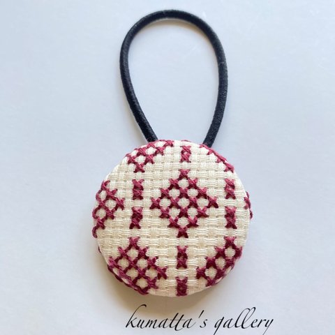 500円均一！和柄の刺繍ヘアゴム(そろばん)