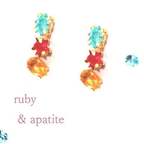 Ruby & Opal & Citrine Earrings