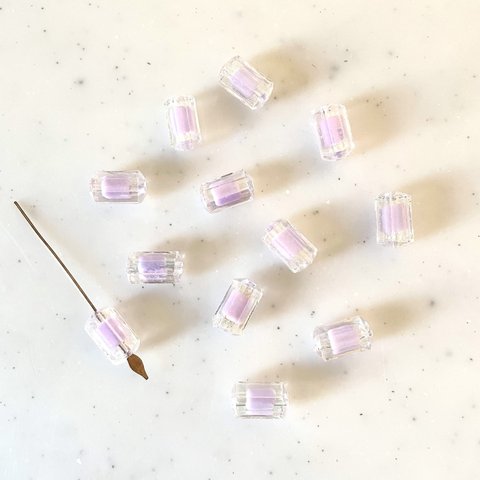 Clear Purple Cylinder Beads