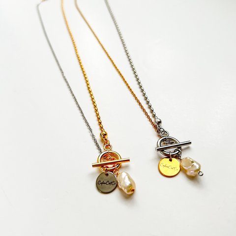 CalicoPearlNecklaces/ 三毛カラー ミックスカラー 小さめ バロックパール 淡水パール シンプルデザイン ネックレス 卒業式 入学式 にも