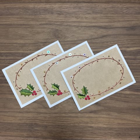 紙刺繍『クリスマスリース』メッセージカード