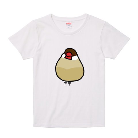 レディース文鳥Tシャツ  「おもち文鳥」シナモン文鳥 【受注生産】