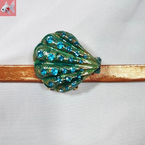 ◆貝の帯留め飾り①　ブルー