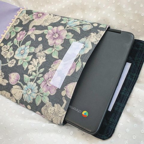 小学生、中学生のためのタブレット、iPad、Chromebookケース♡ジョリーフルール♡パープル