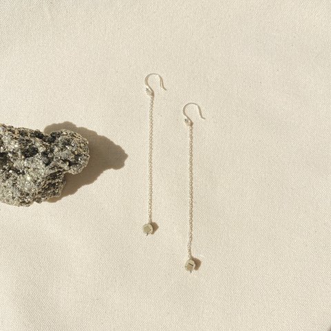 Pyrite Silver long chain pierce