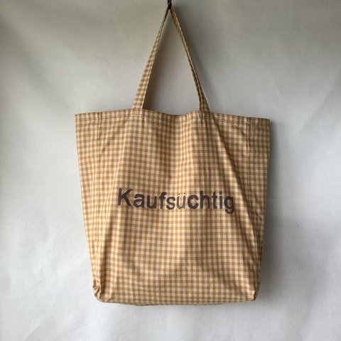 大きなエコバッグ“お買い物中毒kaufsuchtig “yellow 