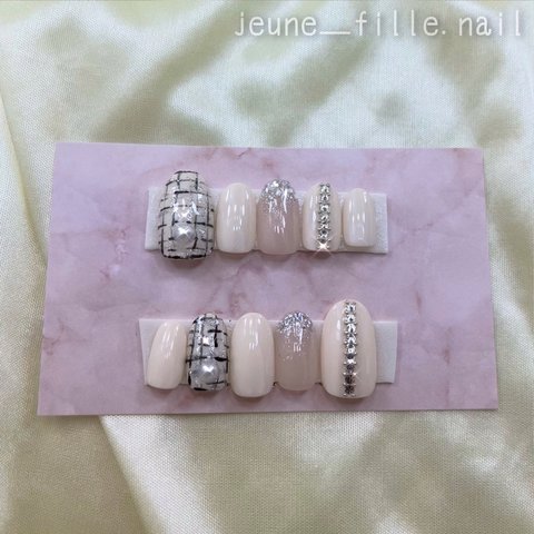 【ネイルチップ】ツイードネイル🎀