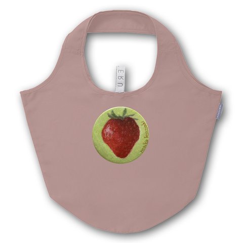 いちごエコバッグ/スモークピンク strawberry reusable bag/pink