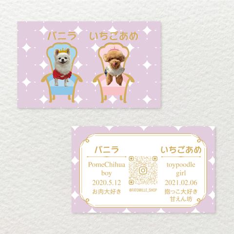 【送料無料】セミオーダーペット名刺／Prince&Princess／多頭飼い向け